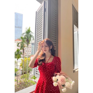 Đầm CLARIE ĐỎ MẬN dáng xẻ quyến rũ