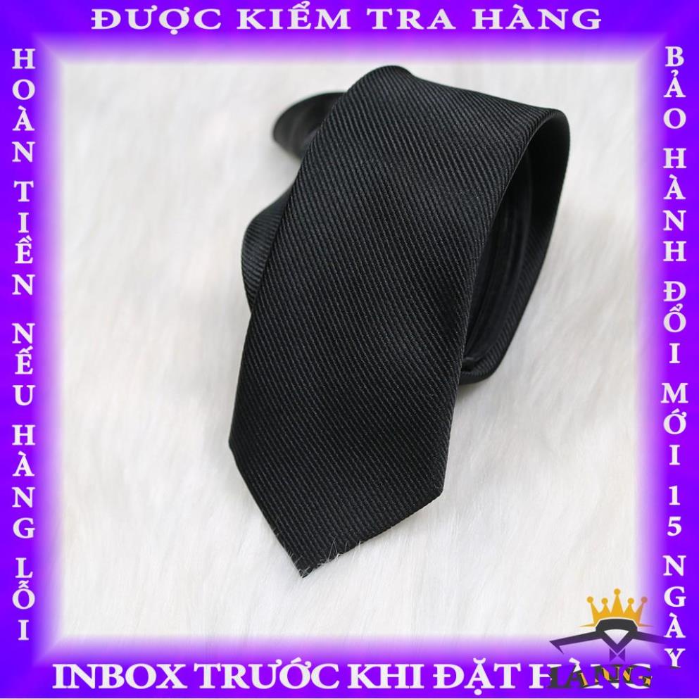 Cà vạt đen nam KING thắt sẵn, caravat công sở và học sinh bản nhỏ 5cm C07  huynhnhu