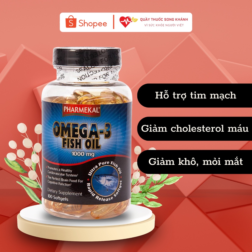 Omega3 fish oil 1000mg Pharmekal - Hỗ Trợ Tim Mạch Trí Não, Giảm Cholesterol và Triglycerid trong máu