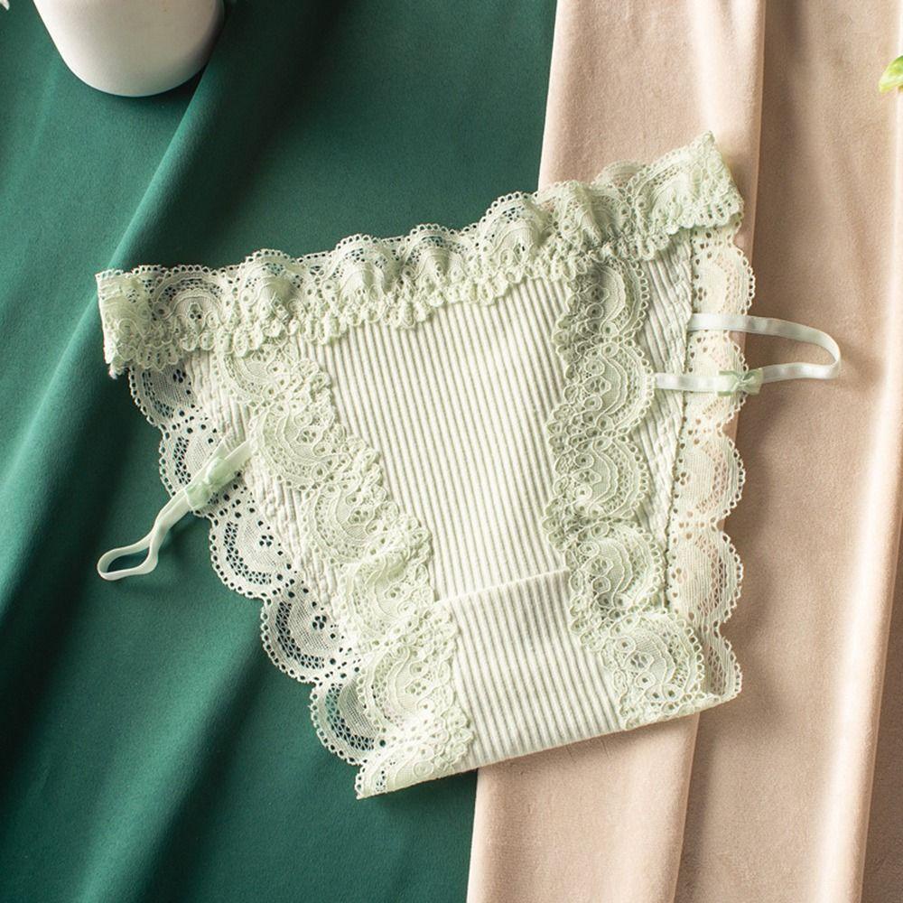 Quần Lót Cotton Phối Ren Màu Sắc Ngọt Ngào Phong Cách Vintage Cho Nữ