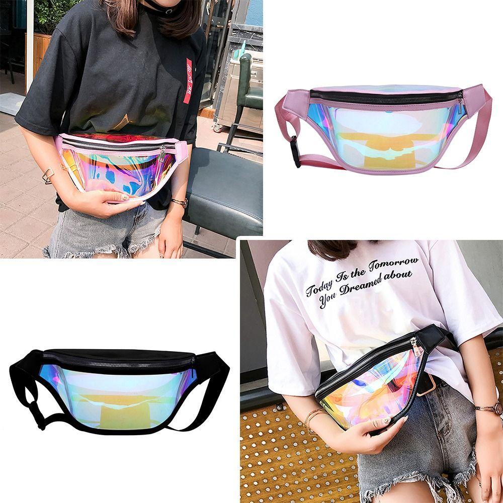 Túi Đeo Thắt Lưng Trong Suốt Màu Laser Không Thấm Nước