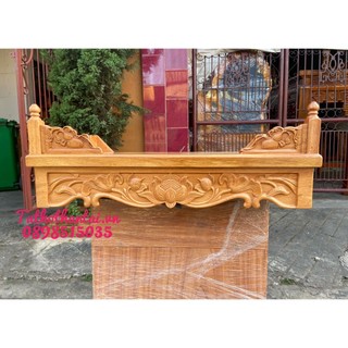 bàn thờ treo tường Hoa Sen ngang 60cm - Gỗ Gõ Đỏ