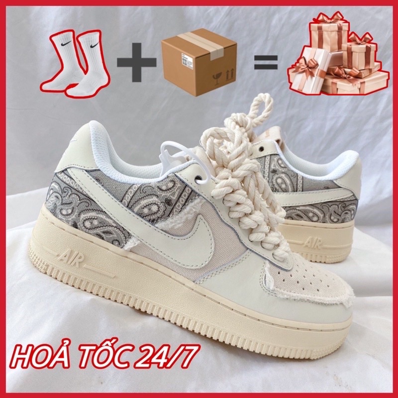 Giày Sneaker _Nike _Air _Force 1 Dây Thừng, Giày AF1 Thổ Cẩm Hàng Cao Cấp Full Box + Bill