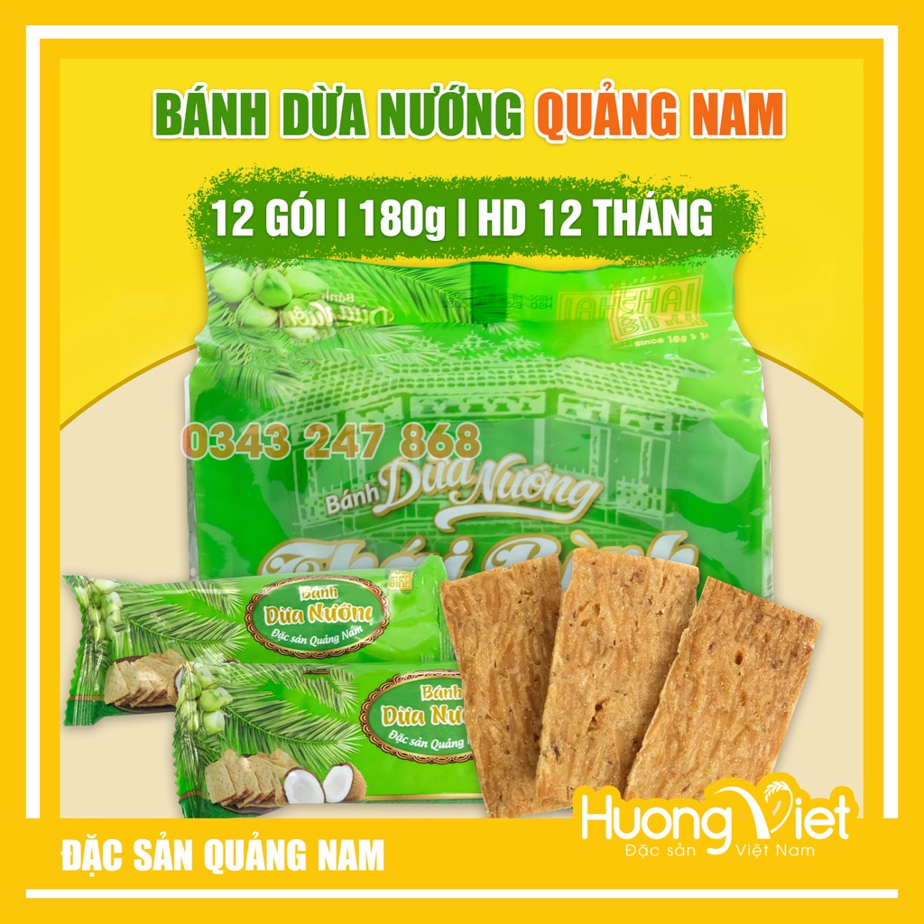 Combo 5 gói bánh dừa nướng Thái Bình 150gr, bánh dừa nướng Quảng Nam đặc sản miền Trung