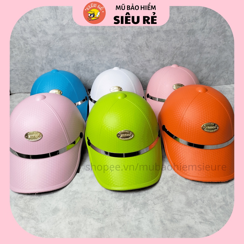 Nón bảo hiểm lưỡi trai DEMEN CARO cao cấp có khoét lỗ cột tóc , Mũ bảo hiểm kết dành cho nữ cute