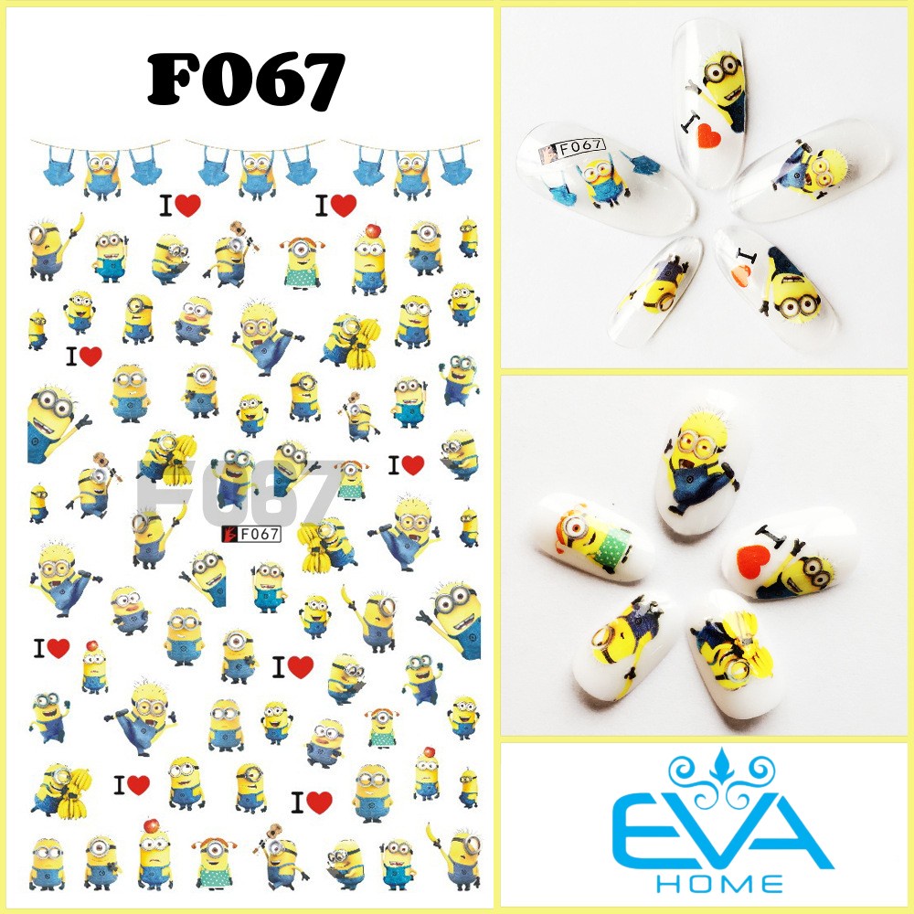 Miếng Dán Móng Tay 3D Nail Sticker Tráng Trí Hoạ Tiết Hoạt Hình Minion Cực Đáng Yêu Phill And Tim F067 -  F068
