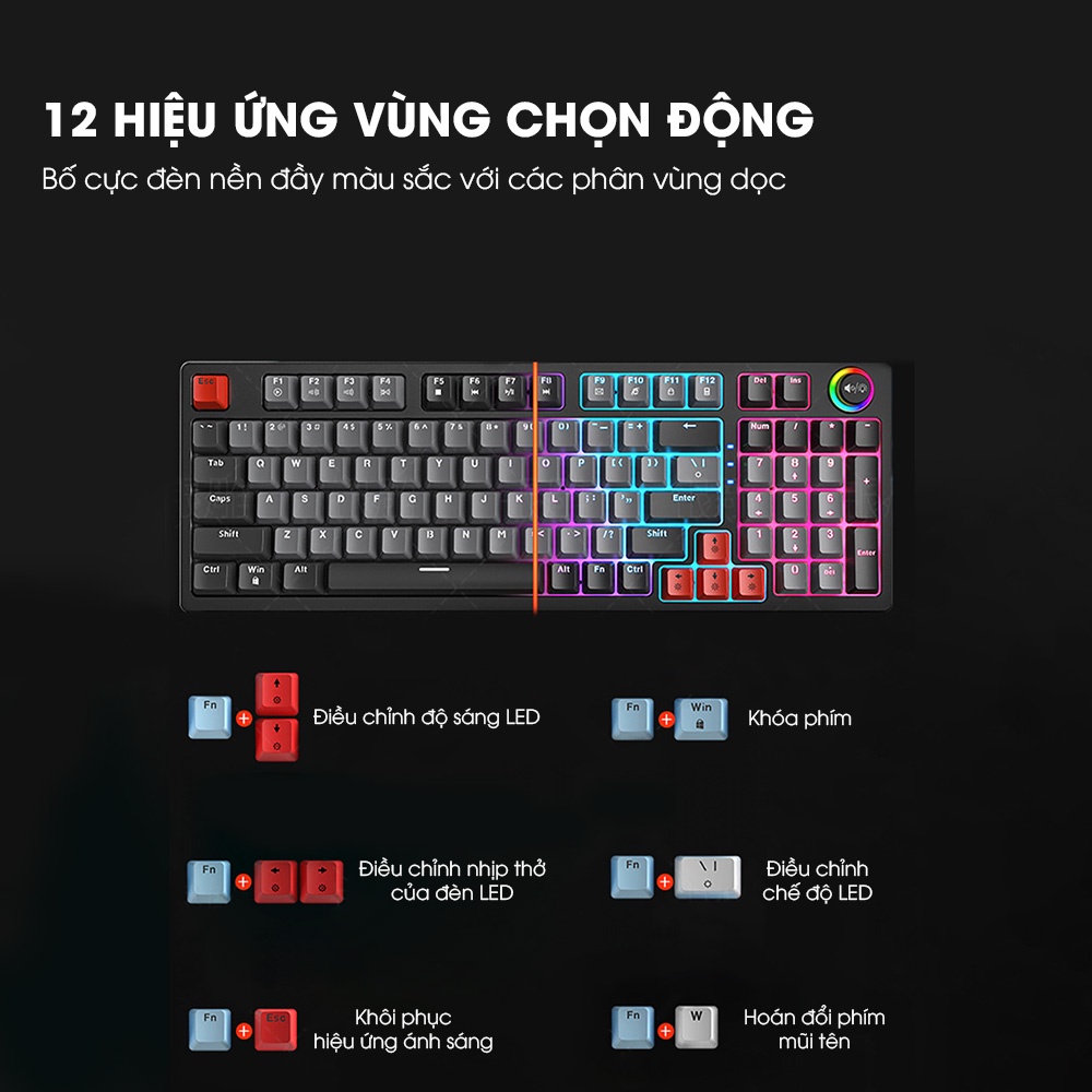 Bàn phím cơ gaming SIDOTECH K700 thiết kế 96 phím blue switch trang bị núm xoay chỉnh LED RGB cho máy tính laptop pc