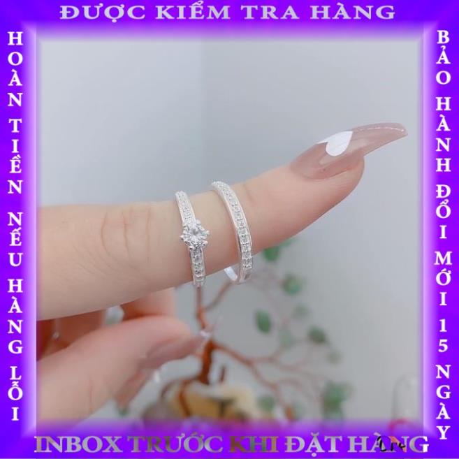 Nhẫn đôi nhẫn cặp bạc thật nhẫn tình yêu đính đá đẹp - Kho sỉ bạc Nhất Linh ailatoi