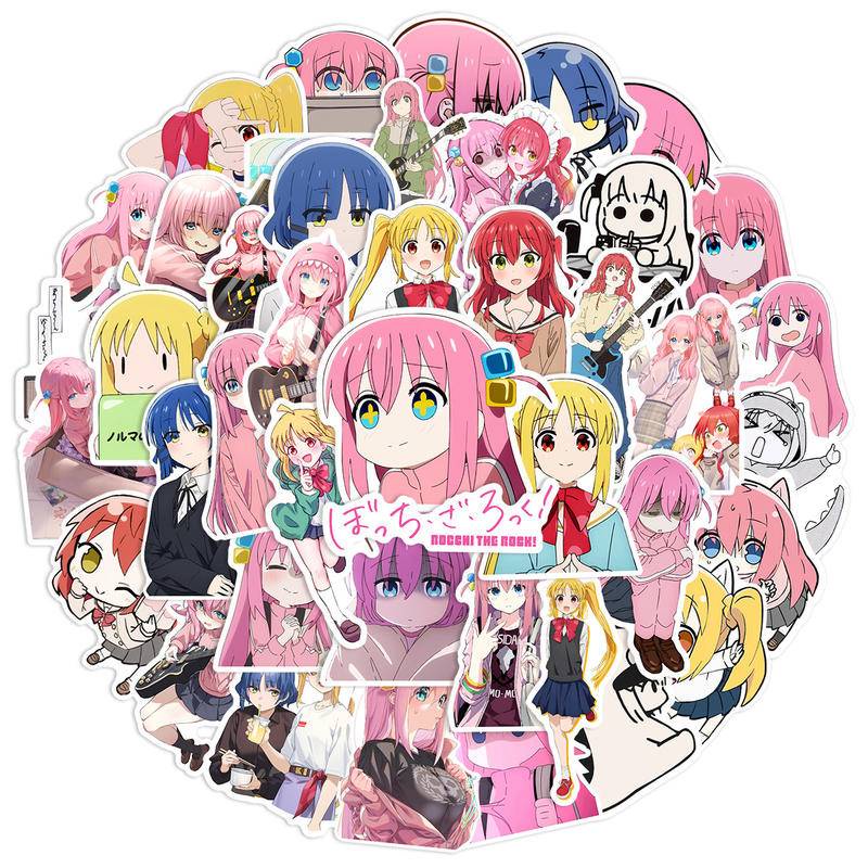 Set 50 Miếng Dán PVC Chống Nước Hình BOCCHI THE ROCK Graffiti Trang Trí Vali / Xe Hơi / Ván Trượt / Laptop / Điện Thoại