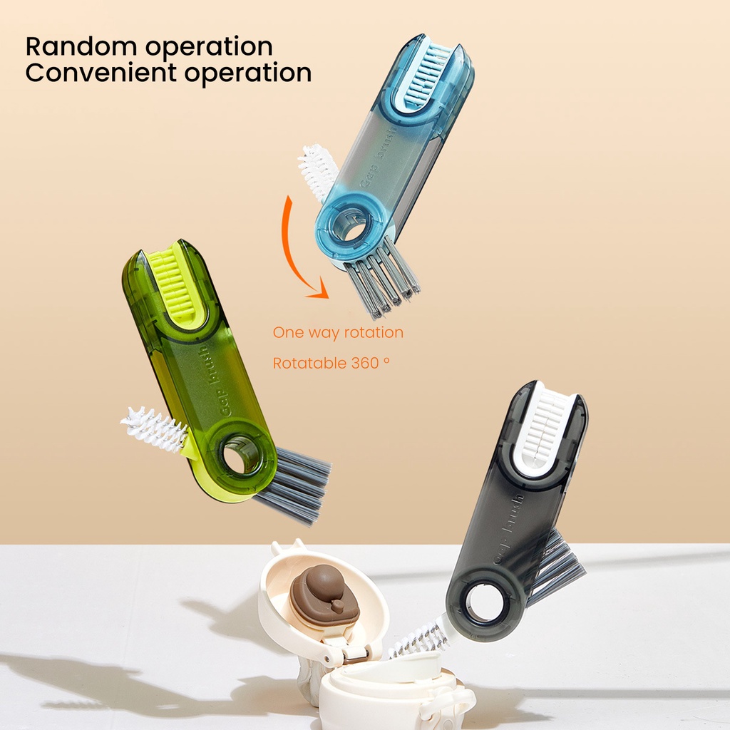 Set 3 Bàn Chải Mini Vệ Sinh Cốc / Nắp Chai Lọ / Khe Hở Đa Năng 3 Trong 1 Tiện Dụng