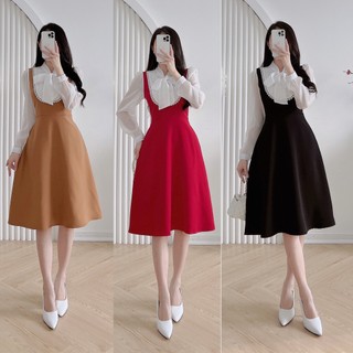 Đầm ren ngực cổ nơ