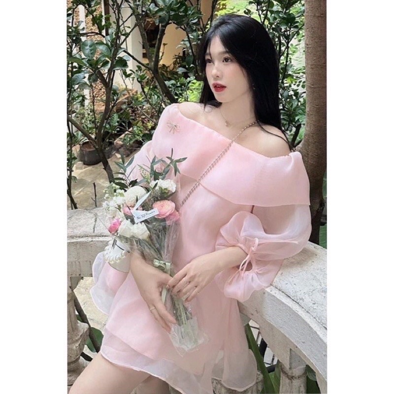 ĐẦM / ÁO VÁY TRỄ VAI HÀN QUỐC 3 MÀU TẶNG KÈM TAG NƠ XINH