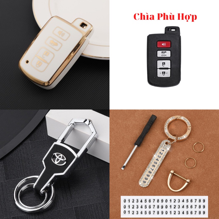 Bao Da, Vỏ Bảo Vệ, Ốp Chìa Khóa, Bọc Chìa Khóa Cao Cấp Dùng Cho Xe Ô Tô Toyota Altis Camry Highlander Mẫu Cũ