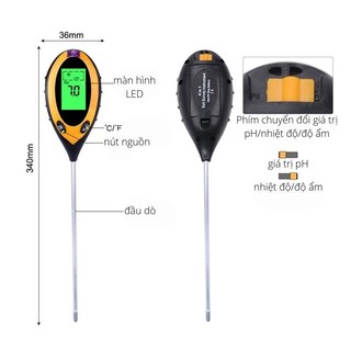 Máy đo độ PH đất, đo độ ẩm đất, đo ánh sáng, nhiệt độ 4in1