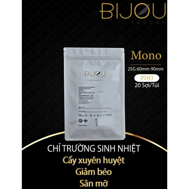 BIJOU - Chỉ cấy huyệt - Chỉ Sinh Nhiệt Giảm béo, săn chắc da Mono 25G 60-90mm