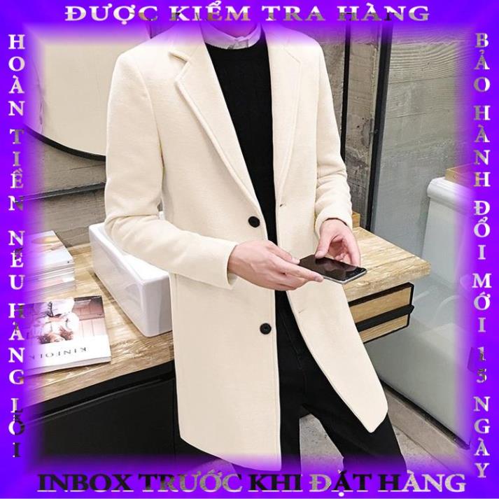Áo Khoác Dạ - Mangto Nam, Áo Khoác Dạ Dáng Dài Trơn Đơn Giản & Lịch Lãm Hàn Quốc buinguyet