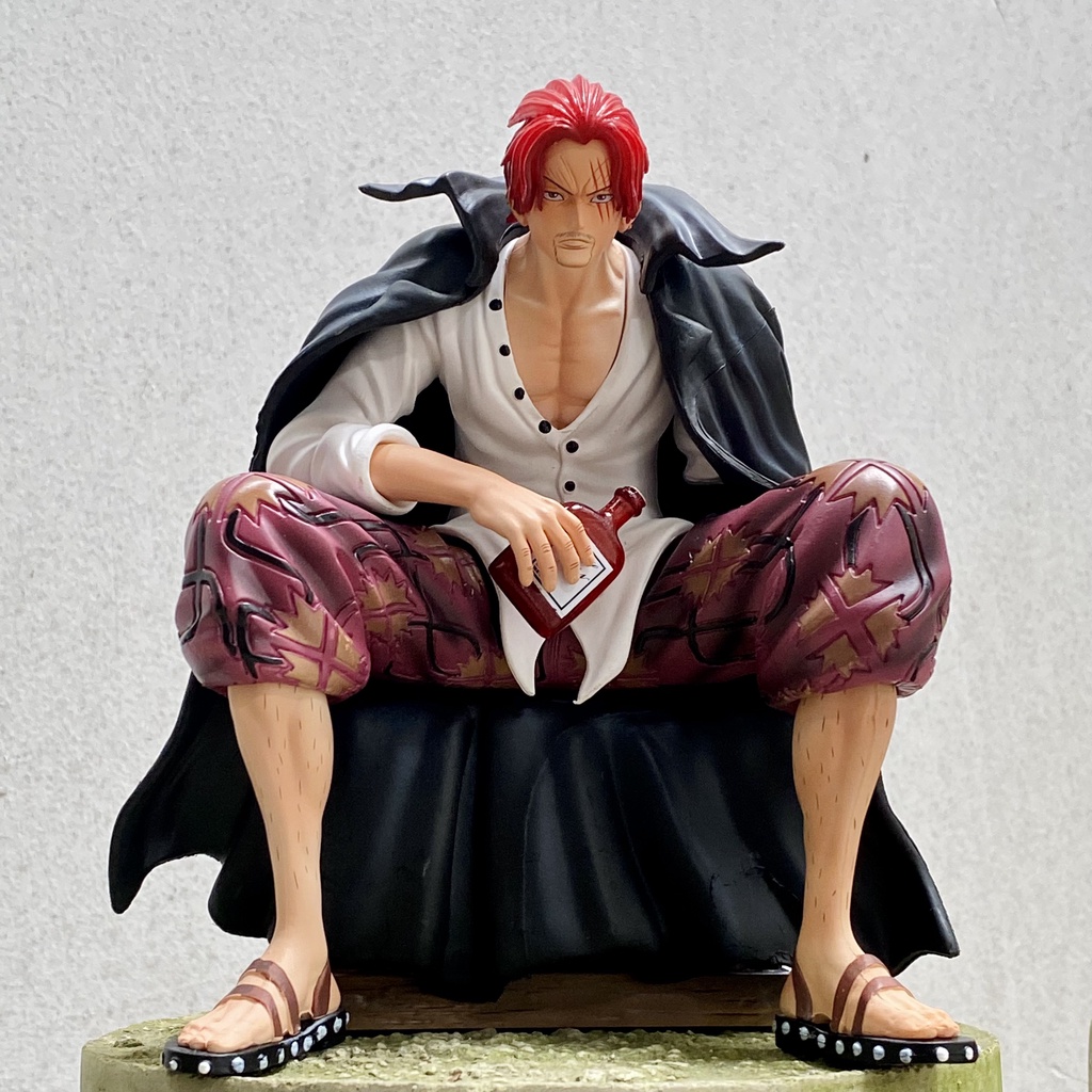 Mô hình Shanks ngồi trên thùng gỗ - Shanks tóc đỏ cực nét cao 16cm - Mô hình shanks tóc đỏ kèm 2 tay thay thế và tặng kè