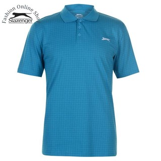 Áo thun nam Slazenger Check Golf Polo màu Aqua Hàng size UK