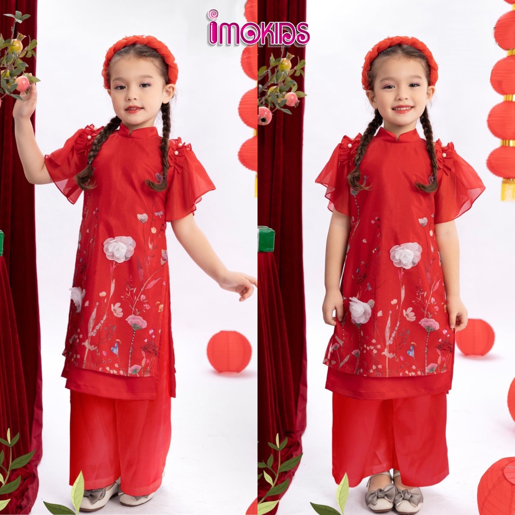 Áo dài bé gái 12-35 kg June With Love, Oli River áo dài cách tân cho bé mặc tết xinh xắn, dễ thương T02