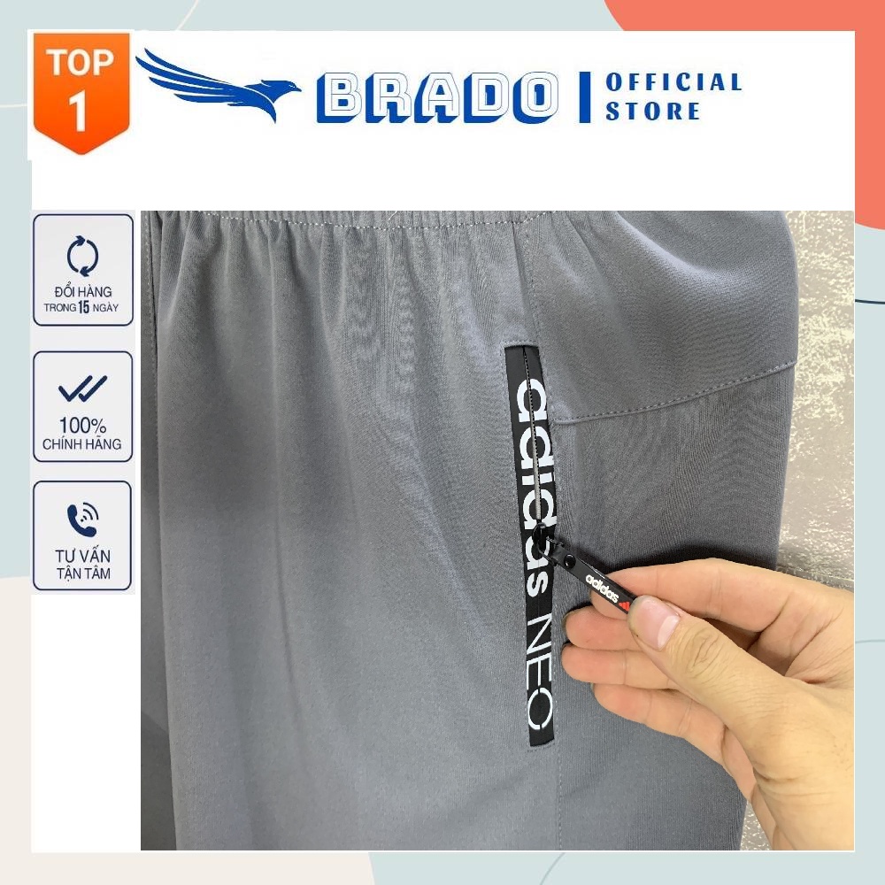 Quần Short, Quần Đùi 𝐀.𝐃𝐈𝐃𝐀𝐒 Thể Thao Nam Cao Cấp, Túi Khóa Chống Nước, Chất Vải Poly 2 Da Nhập Khẩu Co Giãn 4 Chiều