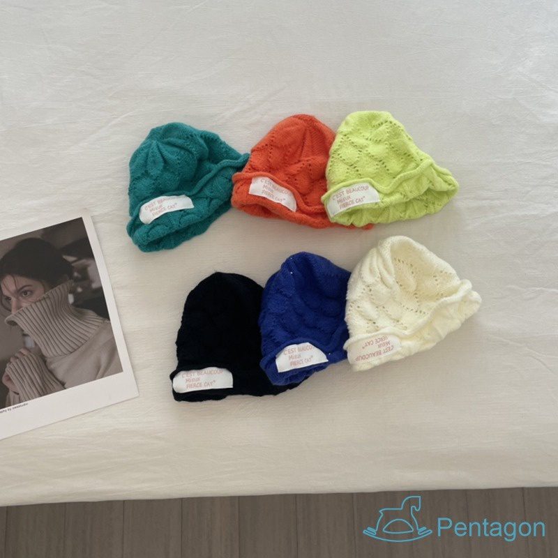 Mũ Len Trùm Đầu Màu Trơn Dễ Thương Cho Bé