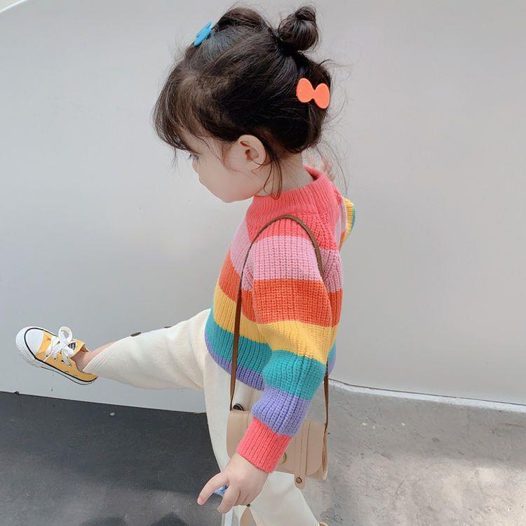 Áo Sweater Màu Cầu Vồng Dễ Thương Thời Trang Cho Bé Gái