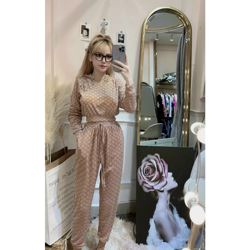 (Siêu sale Tháng 12) Sét bộ thể thao nữ có nón,bộ dài thun lạnh from croptop có túi,hàng đẹp chuẩn shop,lên from cực xin