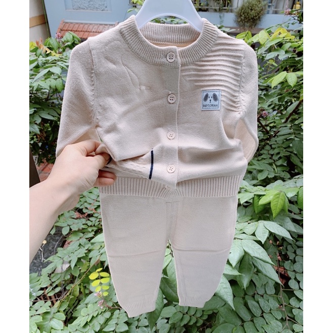 Bộ len cài cúc cho bé dày ấm