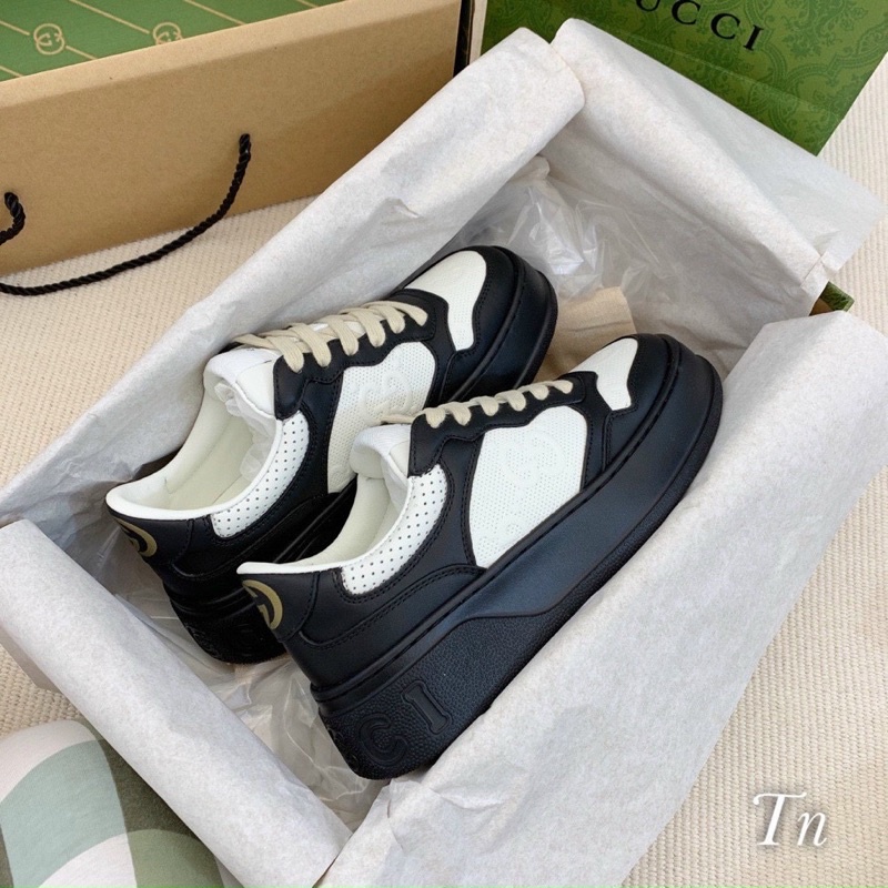 GIÀY GUC.CI SNEAKER WHITE BLACK ĐẾ CAO DA THẬT LAI AU [ FULL BOX + FREE SHIP ]