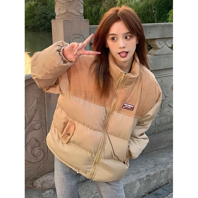 Áo bông dày kiểu Hàn Quốc rộng rãi giữ ấm