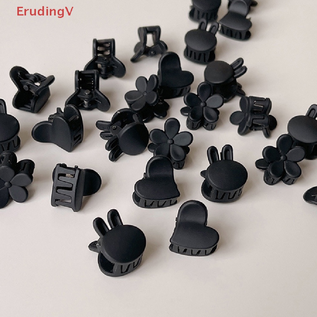 Set 5 Kẹp Tóc Càng Cua Mini Bằng Nhựa Hình Trái Tim Màu Đỏ Đen Ngọt Ngào Thời Trang Cho Nữ