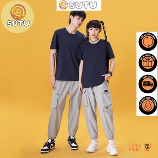 Áo Thun Unisex Trơn Cổ Tròn Màu Tím Than Nam Nữ Đều Mặc Đươc - SUTU