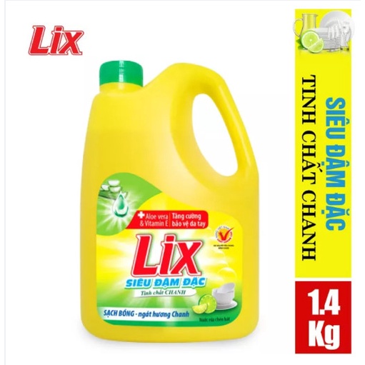 Nước rửa chén LIX siêu đậm đặc hương chanh 1.4kg làm sạch dầu mỡ không hại da tay NC140 - Lixco Việt Nam