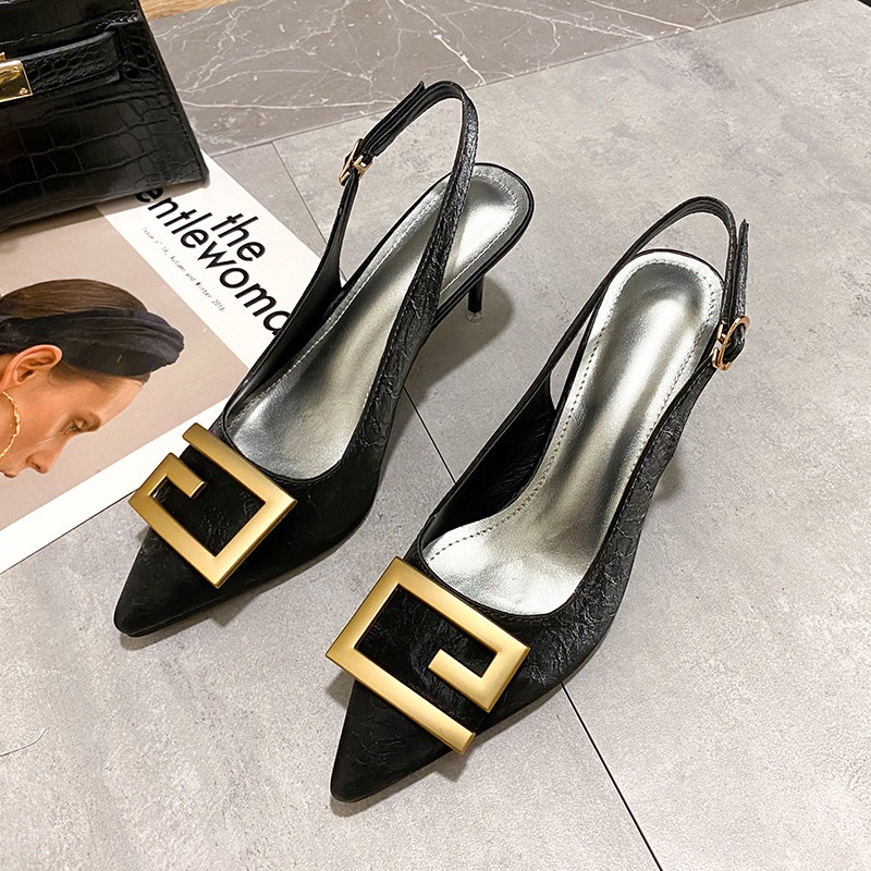 Giày cao gót ZTAIXIELUA 7cm mũi nhọn dây đá quyến rũ phong cách Pháp mới cho nữ