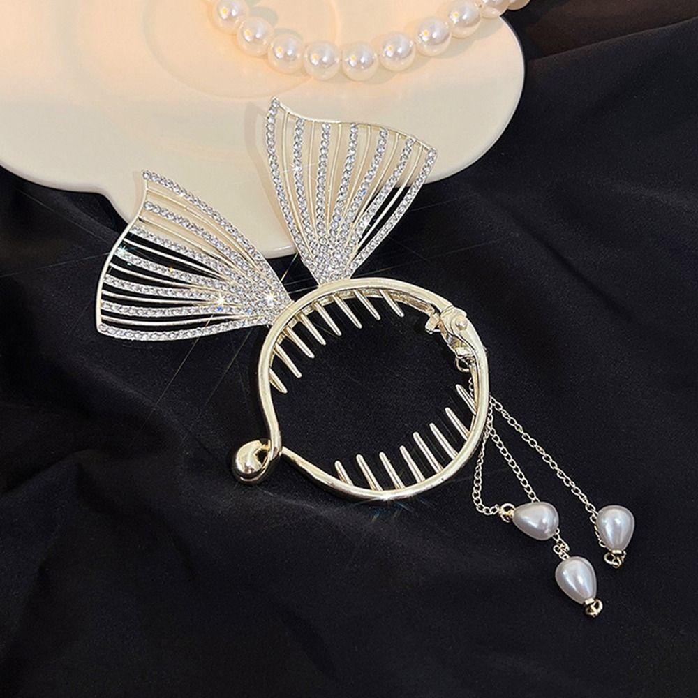 Kẹp Tóc Đuôi Cá Đính Tua Rua Thời Trang Thanh Lịch Cho Nữ|Khóa Đuôi Ngựa Bằng Hợp Kim Chất Lượng Cao