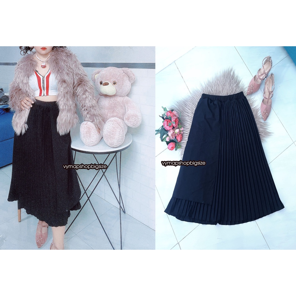 chân váy dài xếp ly vạt đắp BIGSIZE