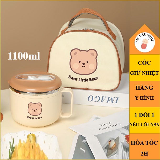 Cốc đựng canh, ủ cháo đựng cơm giữ nhiệt - Hàng cao cấp SUS 304 không rỉ - Tặng kèm thìa