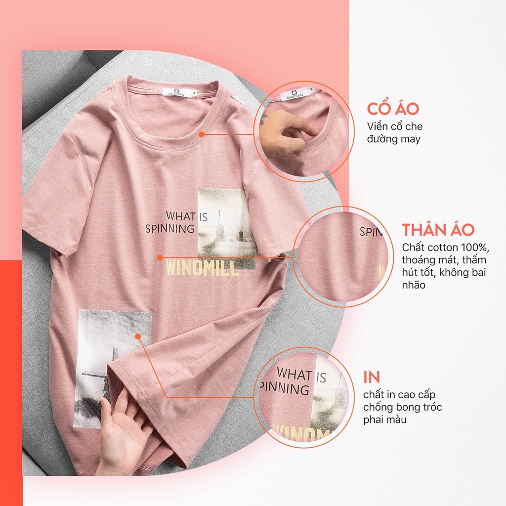 Áo thun nam cổ tròn, áo phông nam Windmill cotton vải mát 4 chiều đẹp họa tiết sắc nét form vừa có size lớn 85kg