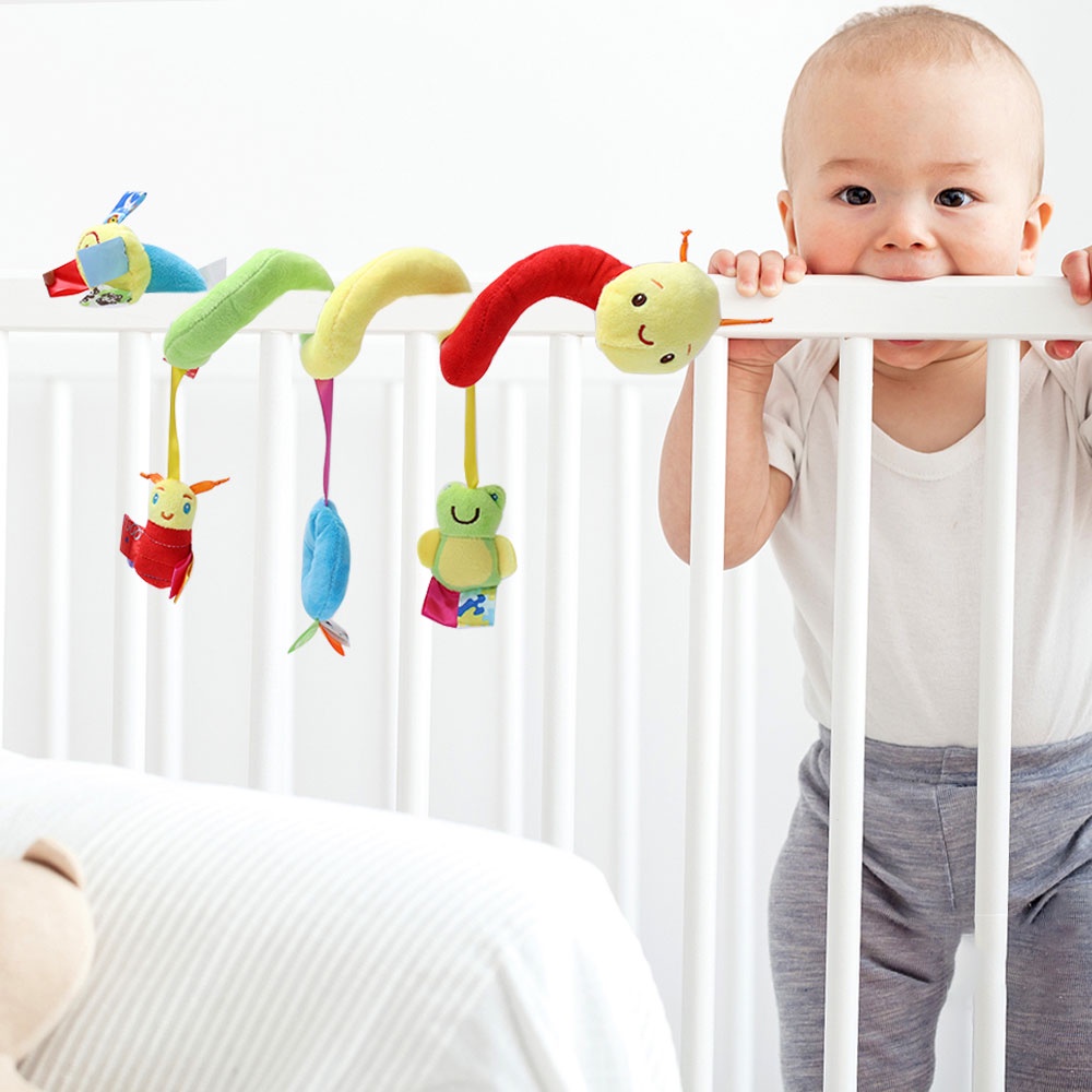 1 Thú Nhồi Bông Mềm Mại Treo Xe Đẩy Em Bé Hình Sâu Bướm Nhiều Màu