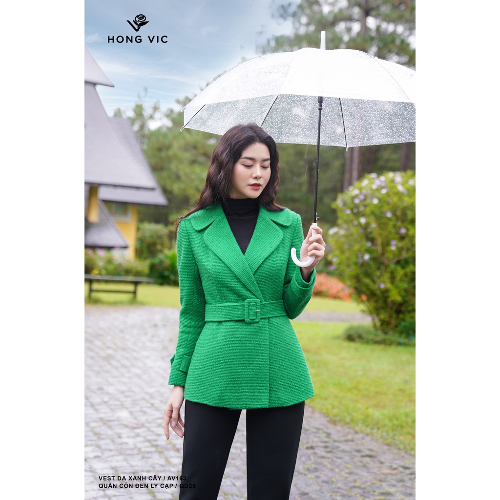 Vest dạ nữ thiết kế Hong Vic xanh cây AV163