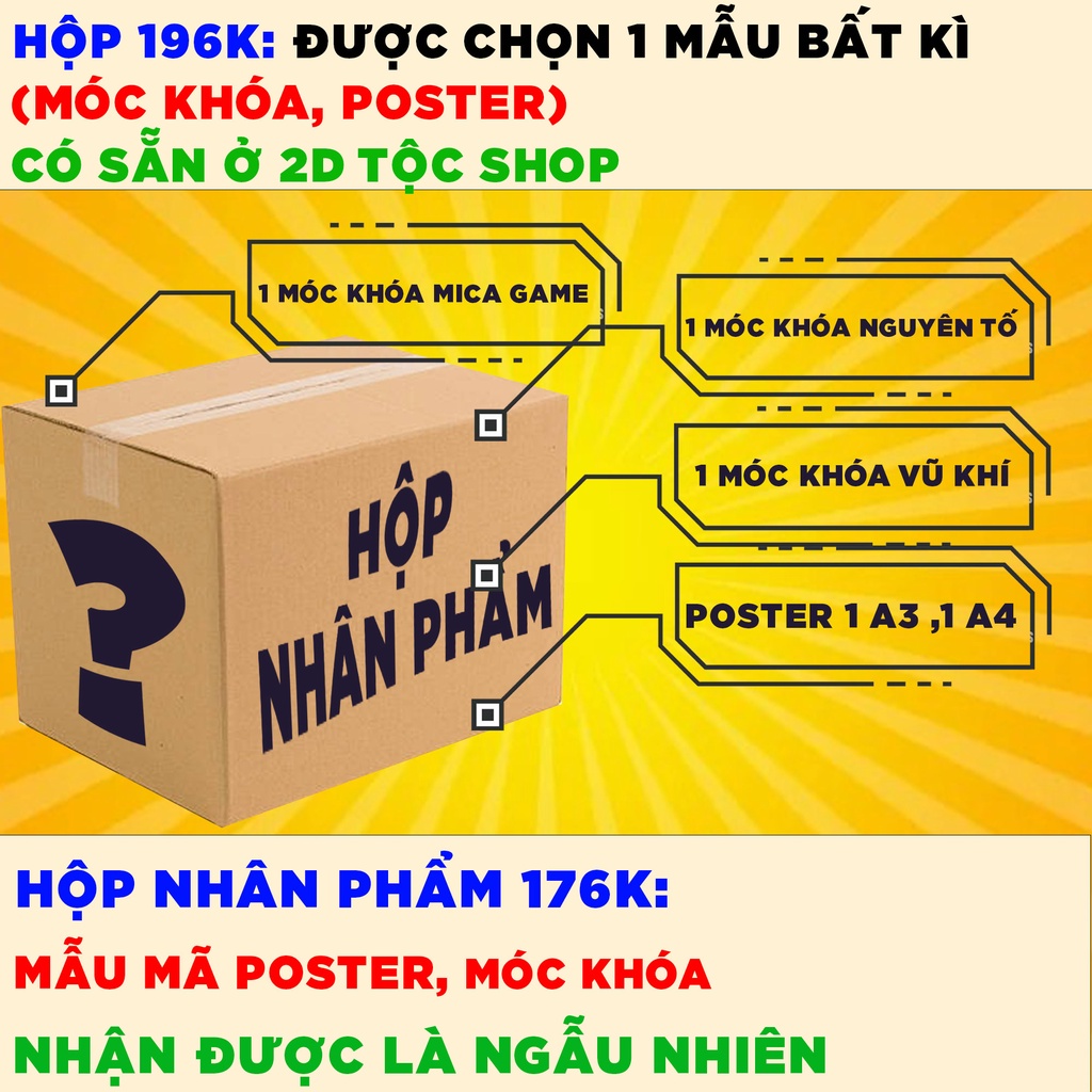 Hộp quà nhân phẩm Anime Nhận ngẫu nhiên Poster, Móc khóa, Standee, Bút Anime các bộ khác nhau - 2D Tộc Shop