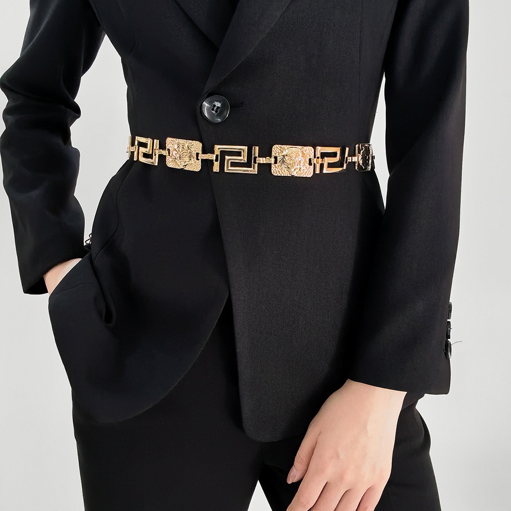 Thắt Lưng Dây Xích Kim Loại Phong Cách Âu Mỹ Mới Cho Nữ