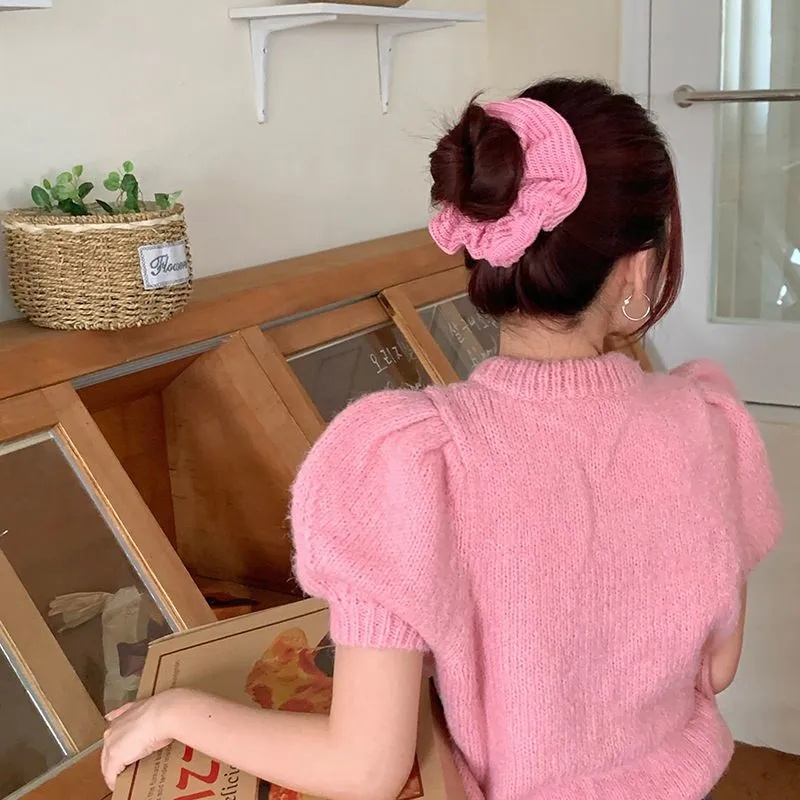 Dây Cột Tóc Len Co Giãn Thiết Kế Đơn Giản Thời Trang Mùa Đông Cho Nữ