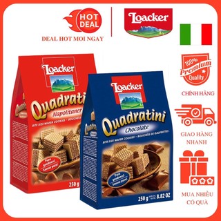 Bánh Xốp Loacker Quadratini Napolitaner Vị Hạt Dẻ/Chocolate Bịch 250G