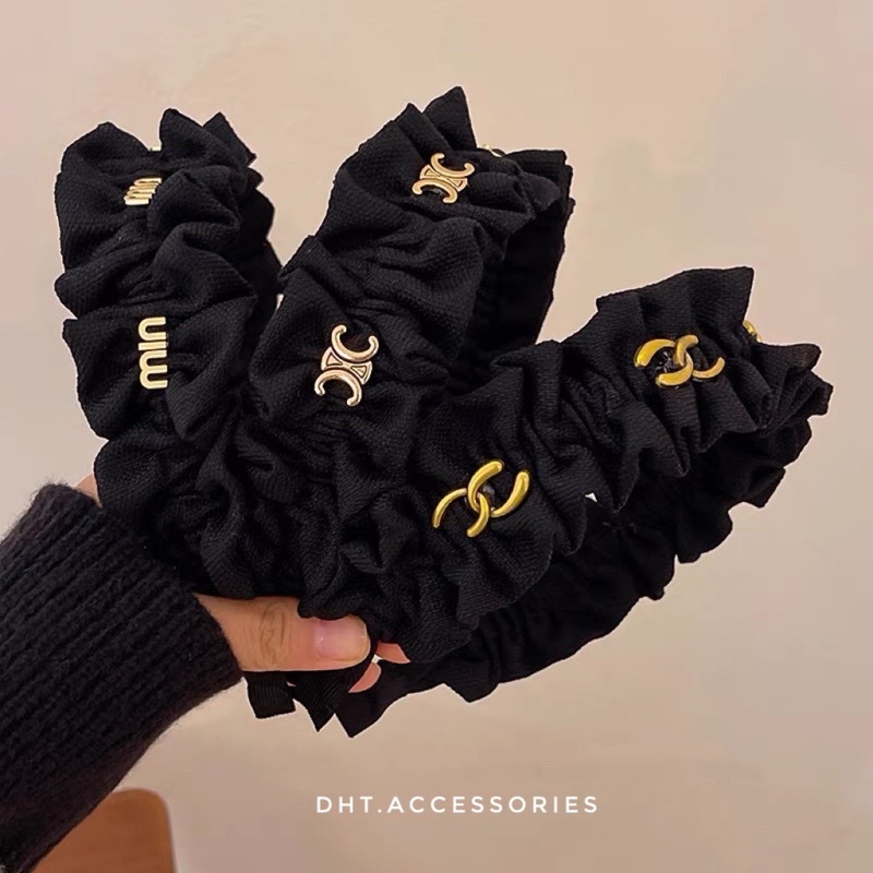 Bờm tóc vải nhăn⚡ FREE SHIP ⚡ Băng đô cài tóc nhún đính phụ kiện thương hiệu phong cách Hàn Quốc