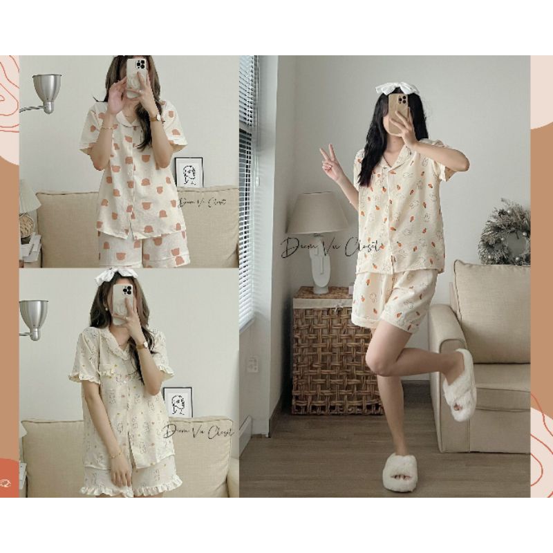 Set đồ ngủ, pijama đũi xốp hoạt hình size