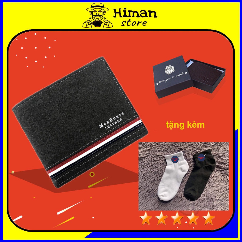 Ví nam nữ unisex cao cấp bóp da lộn siêu bền đẹp thời trang đựng tiền mini nhỏ gọn giá rẻ Himan VN040