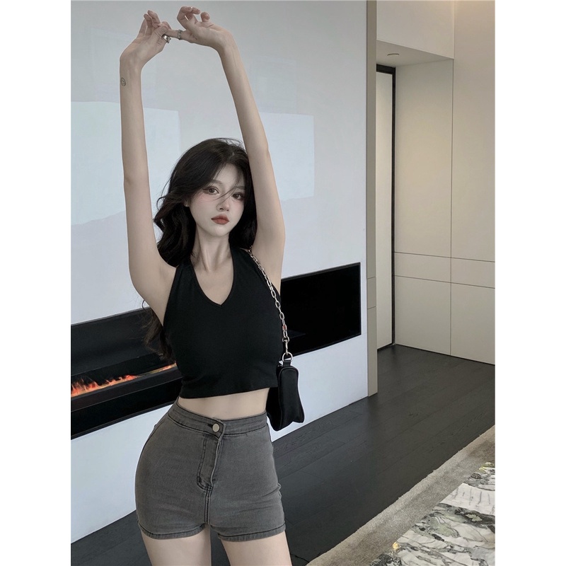 NRVP Áo tank top co giãn có đệm lót xinh xắn cho nữ