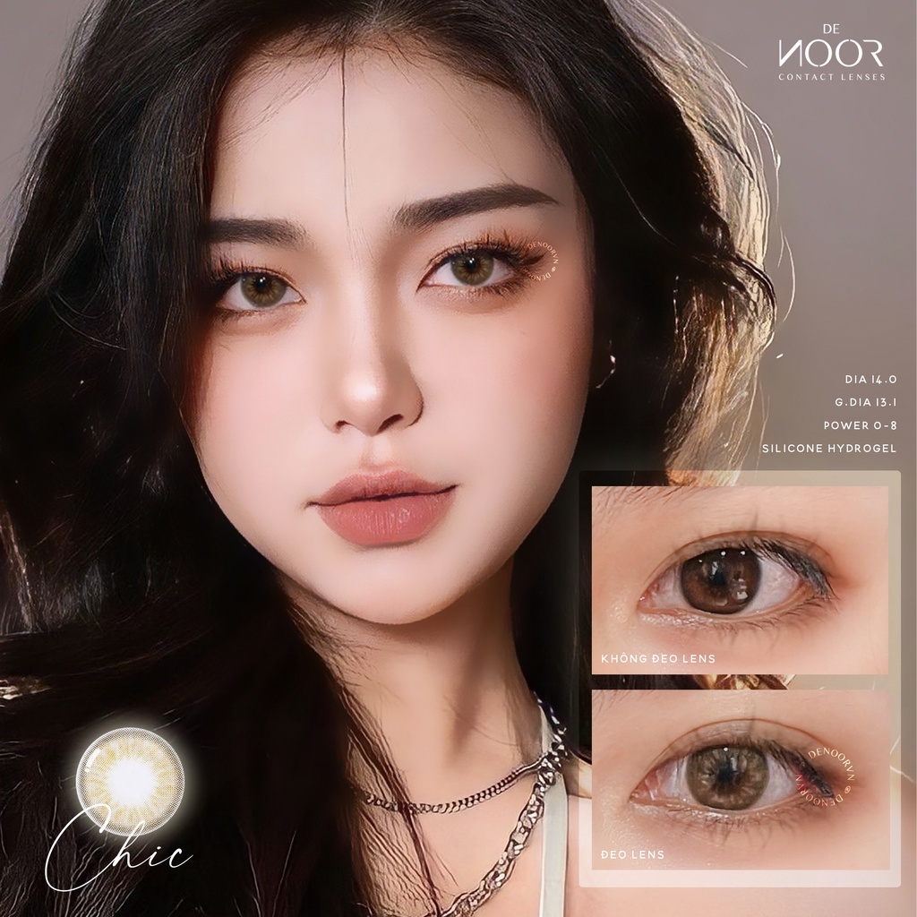 Chic - Lens Nâu Trà Sữa Giãn Nhẹ Hot Tiktok - Silicone Hydrogel Siêu Êm - Chính Hãng Hàn Quốc - DeNOOR