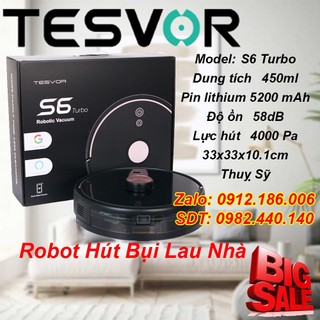 Robot hút bụi lau nhà tesvor s6 turbo - hàng chính hãng